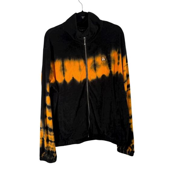 Teddy Fresh Orange Black Tie Dye Velour Full Zip Jacket Halloween NEW Size XL - Picture 1 of 8